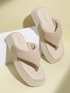 Kenneth Cole Leather Open Toe Flatform Heels With Velvet Finish