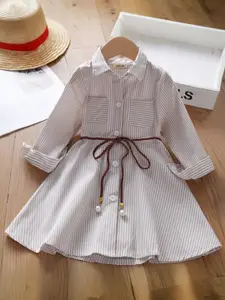 INCLUD Girls Striped Cotton Shirt Dress