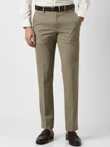 Van Heusen Men Textured Slim Fit Mid-Rise Formal Trousers