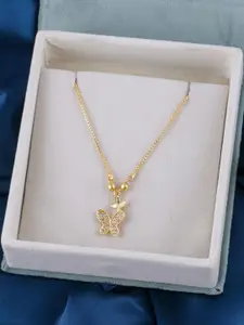 DressBerry Gold Plated Artificial Stone Studded Minimal Chains With Pendants