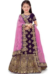 F Plus Fashion Girls Satin Semi-Stitched Lehenga Choli