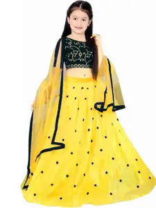 F Plus Fashion Girls Embellished Semi-Stitched Lehenga & Unstitched Blouse With Dupatta