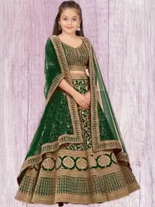 F Plus Fashion Girls Blue Silk Blend Semi-Stitched Lehenga Choli