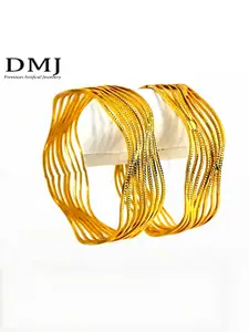 DMJ Gold Brass Gold-Plated Bangle
