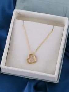 DressBerry Gold Plated Artificial Stone Studded Minimal Chain With Pendant