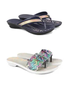 DRACKFOOT Women Pack of 2 Flip-Flops