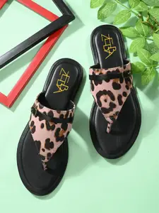 Zebba Women Animal Printed Open Toe Flats