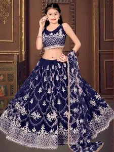 F Plus Fashion Girls Pink Net Semi-Stitched Lehenga Choli