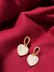 ANIKAS CREATION Gold-Plated Artificial Stones Studded Heart Shaped Studs