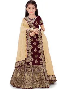 F Plus Fashion Girls Blue Satin Semi-Stitched Lehenga Choli