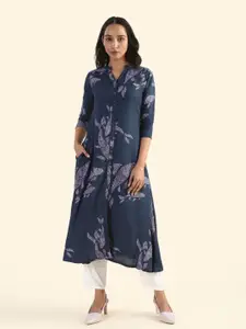 HAY Abstract Printed Mandarin Collar A-Line Kurta