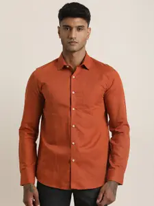 Turtle Men Standard Slim Fit Solid Spread Collar Formal Shirt