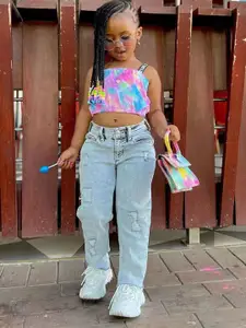 INCLUD Girls Abstract Print Sleeveless Cotton Regular Top