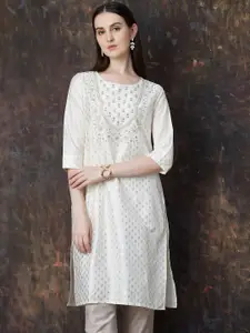 Melange by Lifestyle Women Floral Embroidered A-Line Kurta