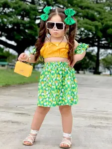 INCLUD Girls Printed Top with Skirt