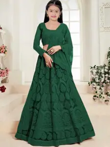 F Plus Fashion Girls Blue Net Semi-Stitched Lehenga Choli