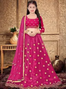 F Plus Fashion Girls White Velvet Semi-Stitched Lehenga Choli