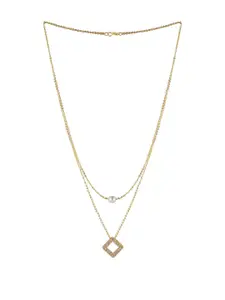 Sangria Gold-Plated Artificial Beads Minimal Chian With Pendant