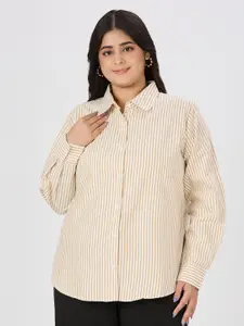 Style Quotient Plus Size Smart Striped Formal Shirt