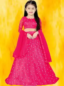 F Plus Fashion Girls Net Semi-Stitched Lehenga Choli