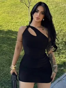 StyleCast One Shoulder Cut-Out Ruched Bodycon Mini Dress