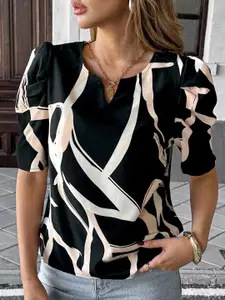 StyleCast x Revolte Women Printed Puff Sleeves Top