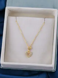 DressBerry Gold Plated Artificial Stone Studded Minimal Chain With Pendant