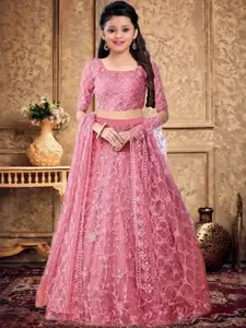 F Plus Fashion Girls Net Semi-Stitched Lehenga Choli
