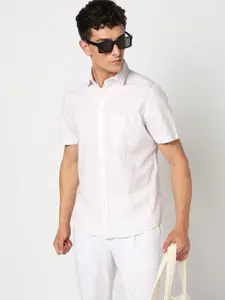 Blue Buddha Men Tailored Fit Vertical Striped Spread Collar Cotton Casual Shirt