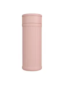 iSWEVEN Pink Single Stainless Steel Solid Double Wall Vacuum Water Bottle-420ml