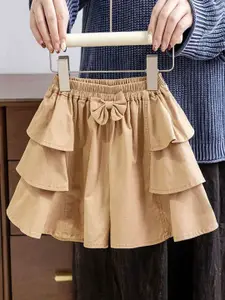 INCLUD Girls Loose Fit Ruffled Flared Hem Shorts