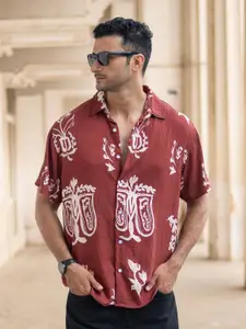 Powerlook Men Abstract Printed Spread Collar Flowy Casual Shirt