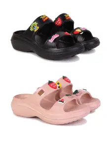 DRACKFOOT Women Pack Of 2 Self Design Sliders