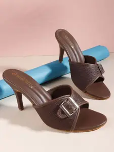 DressBerry Women Textured Slim Heeled Peep Toes with Buckles