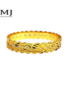 DMJ Gold Brass Gold-Plated Bangle