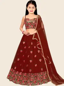 F Plus Fashion Girls Blue Net Semi-Stitched Lehenga Choli
