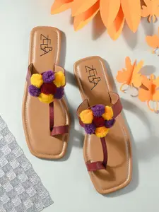 Zebba Women Embellished Open Toe Flats