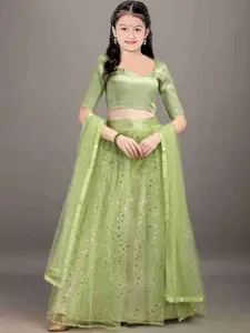 F Plus Fashion Girls Black Net Semi-Stitched Lehenga Choli