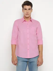 Allen Cooper Men Solid Spread Collar Cotton Casual Shirt