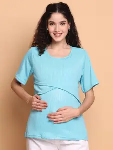 Secret Wish Ribbed Maternity Zipless Layered Top