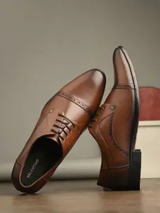 Valentino Men Textured Leather Formal Derby