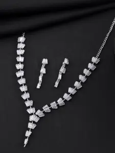 Anouk Silver Plated Artifical Stone Studded Necklace Set