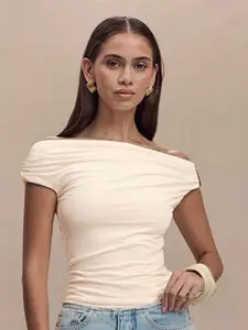 StyleCast x Revolte Women Solid Off-Shoulder Tank Crop Top