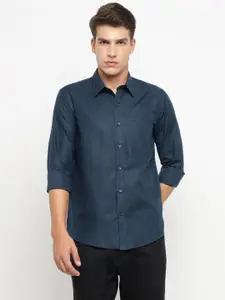 Allen Cooper Men Solid Spread Collar Cotton Casual Shirt