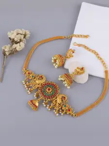 Anouk Gold-Plated Peacock Choker Necklace Set