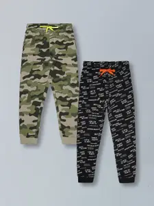 PLUM TREE Boys Pack Of 2 Camoflague Mid-Rise Joggers