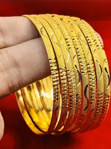 DMJ Gold Brass Gold-Plated Bangle