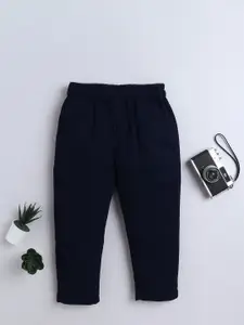 BAATCHEET  Boys Striped Relaxed Regular Fit Mid-Rise Flat-Front Easy Wash Joggers Trousers