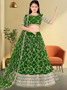 F Plus Fashion Girls Pink Net Semi-Stitched Lehenga Choli