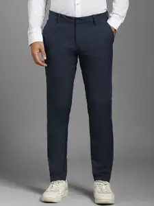 Louis Philippe Men Solid Slim Fit Mid-Rise Casual Trousers